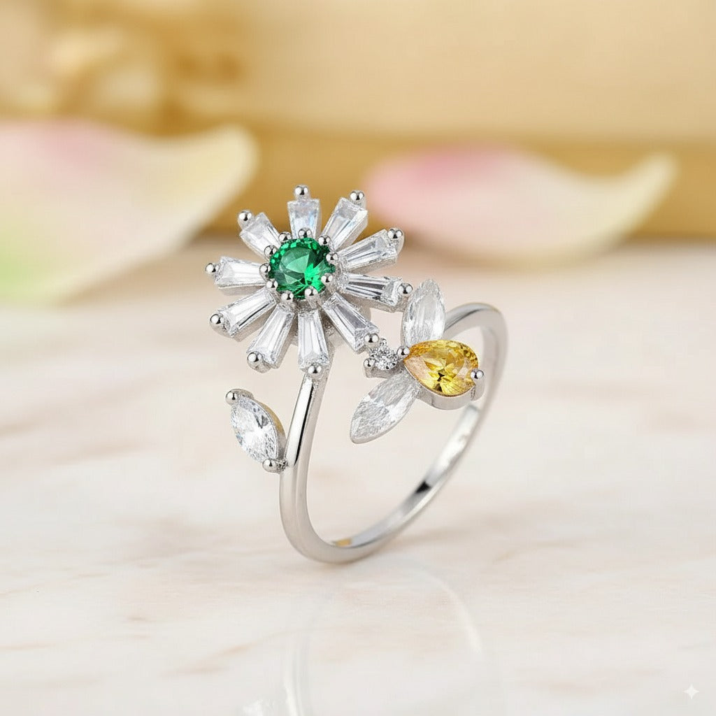 Floral Spinner anxiety ring
